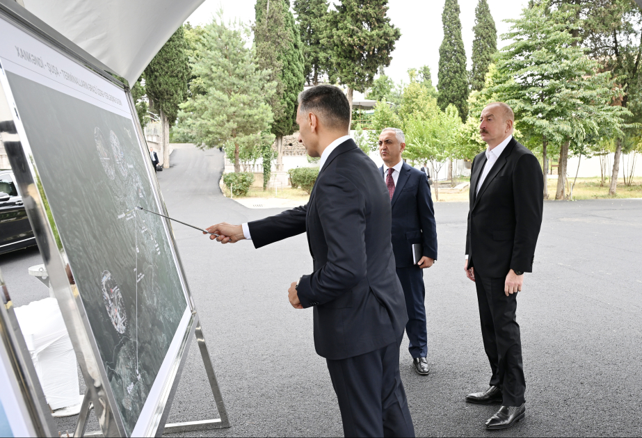 Prezident Xankəndi-Şuşa kanat yolunun ərazisinə baxıb
