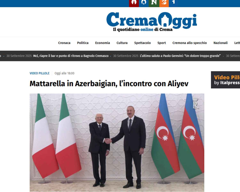 İtaliya mediası Mattarellanın səfərindən yazdı