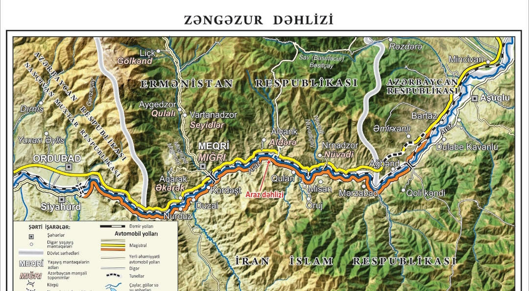 Zəngəzur dəhlizinin xəritəsi hazırlandı