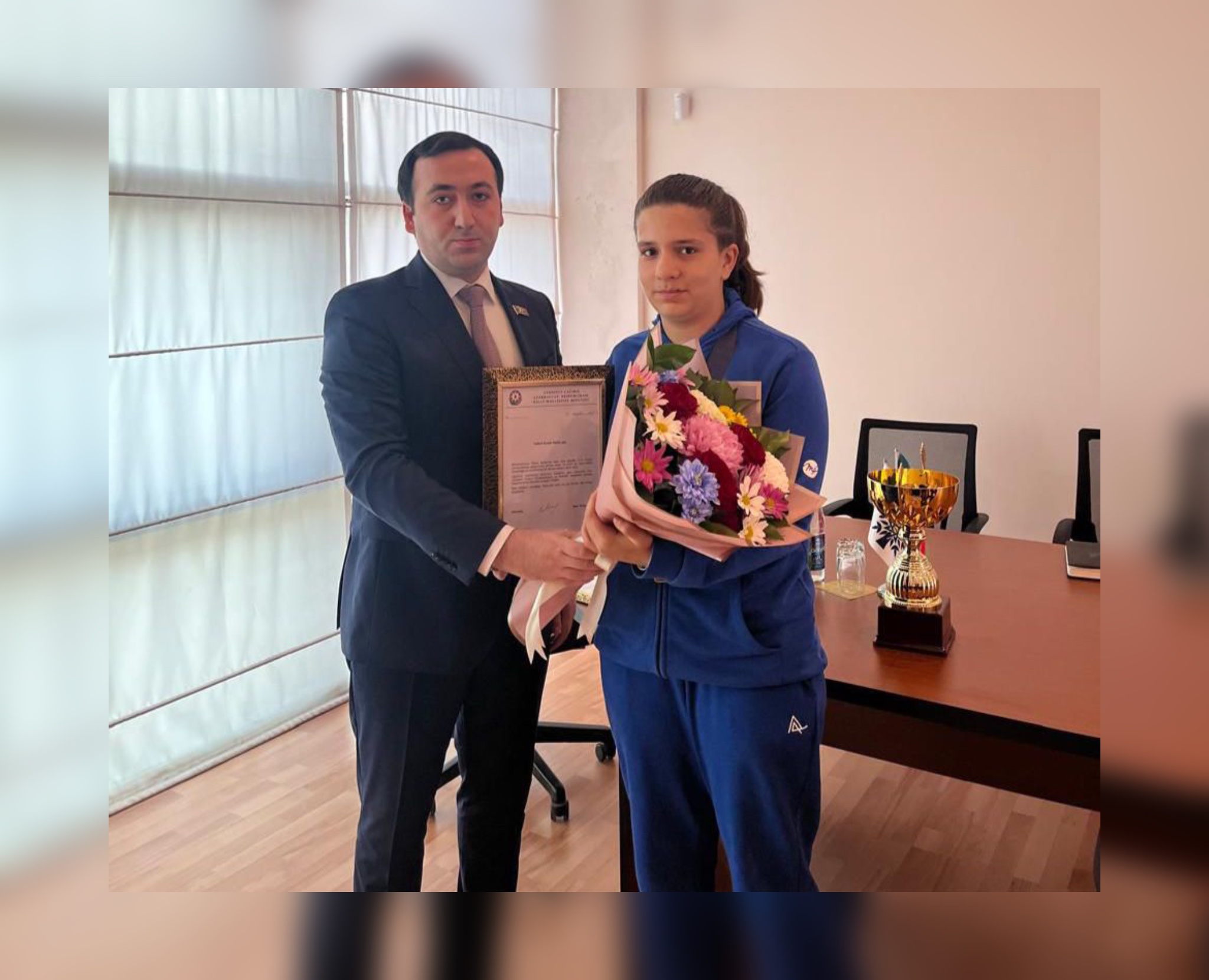 Mahir Süleymanlı Avropa çempionu ilə görüşdü