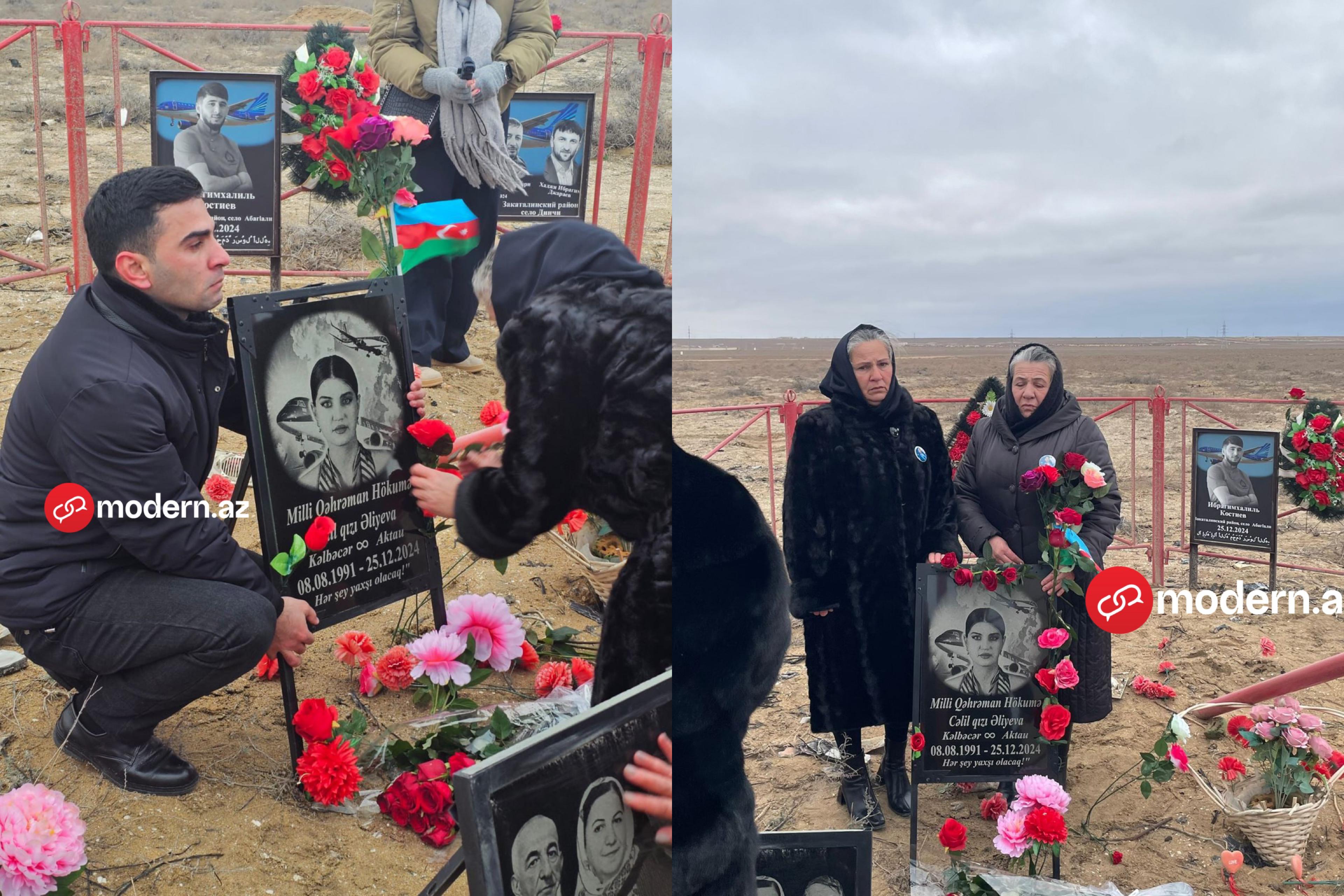 Milli Qəhrəmanların ailələri Aktauda qəza yerində - GÖRÜNTÜLƏR