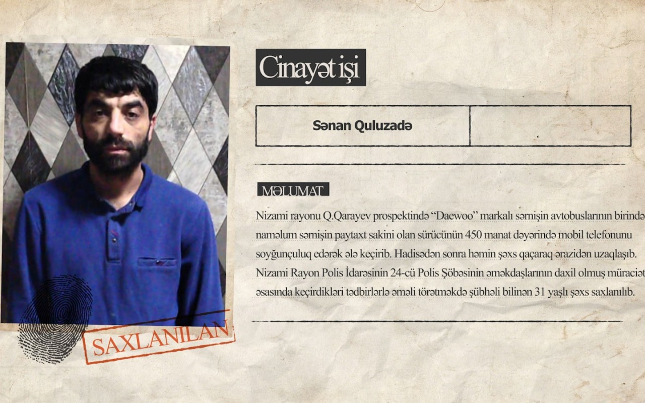 Avtobus sürücüsünün telefonunu ələ keçirən şəxs saxlanılıdı