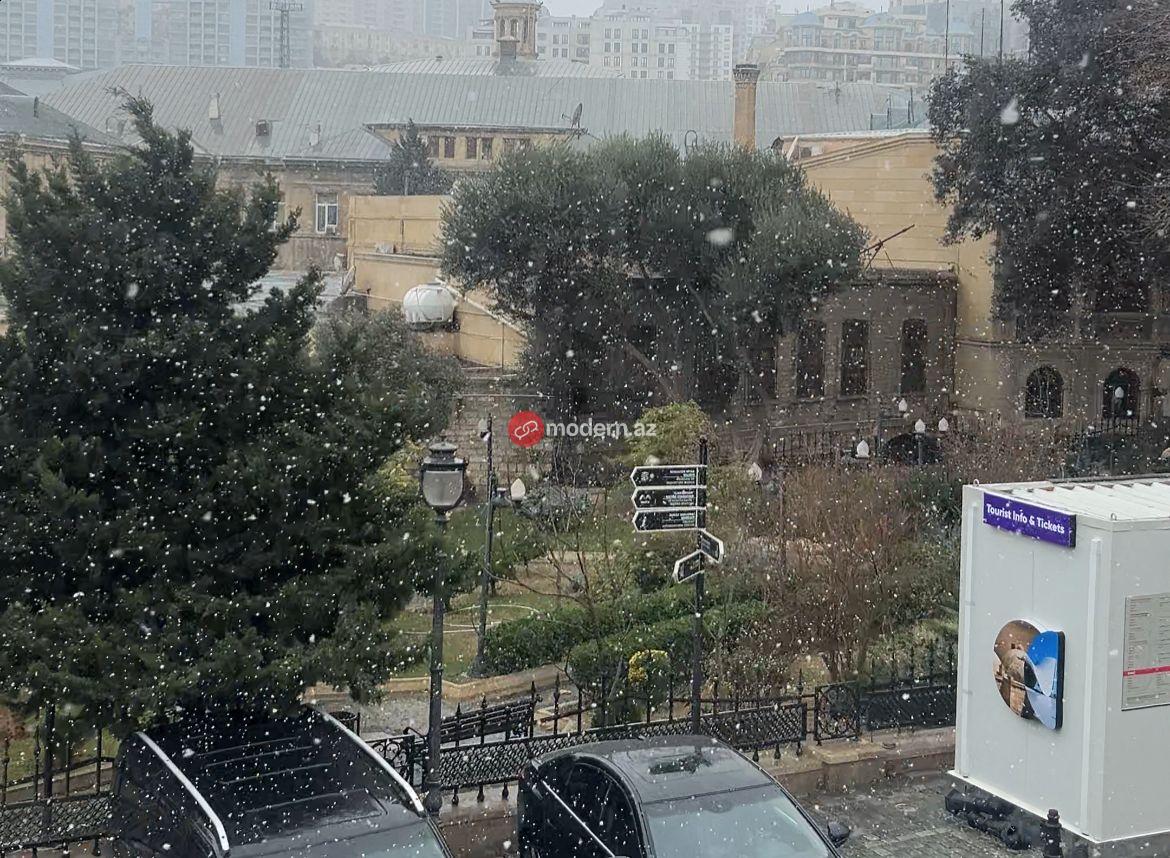 Bakıya qar yağır - FOTOLAR