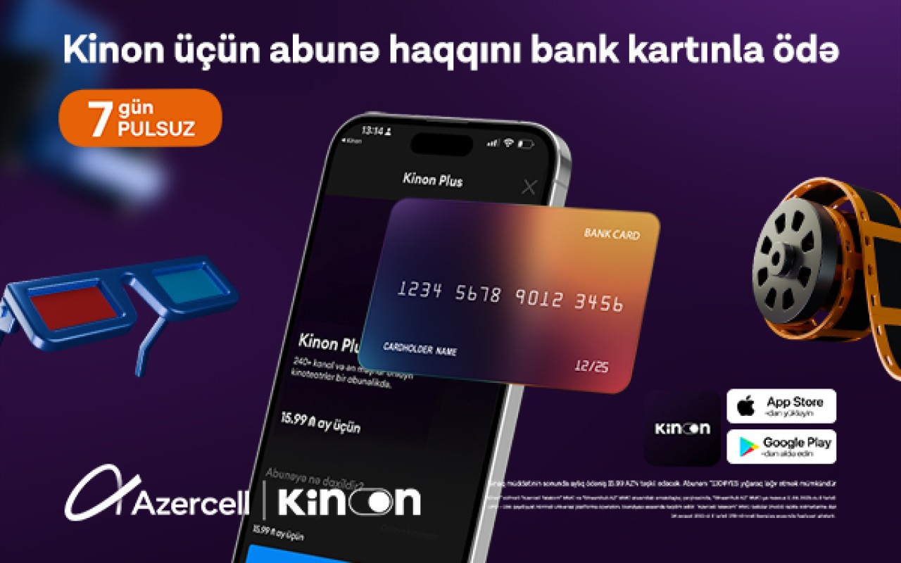 &ldquo;Kinon&rdquo; abunəliyini bank kartı ilə ödəmək mümkündür