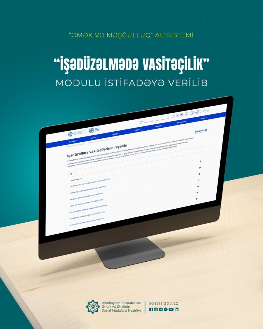 İşədüzəlmə vasitəçiləri üçün elektron reyestr istifadəyə verildi