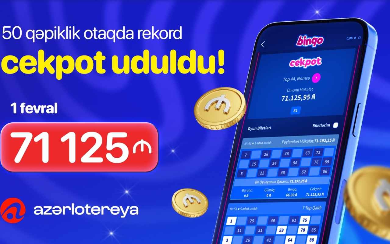 &ldquo;Azərlotereya&rdquo;nın &ldquo;Binqo&rdquo; oyununda&nbsp;rekord cekpot qazanılıb