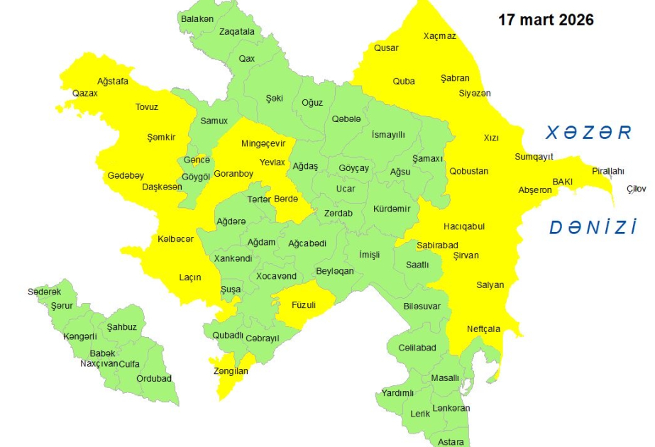 30 şəhər və rayonla bağlı XƏBƏRDARLIQ - SİYAHI