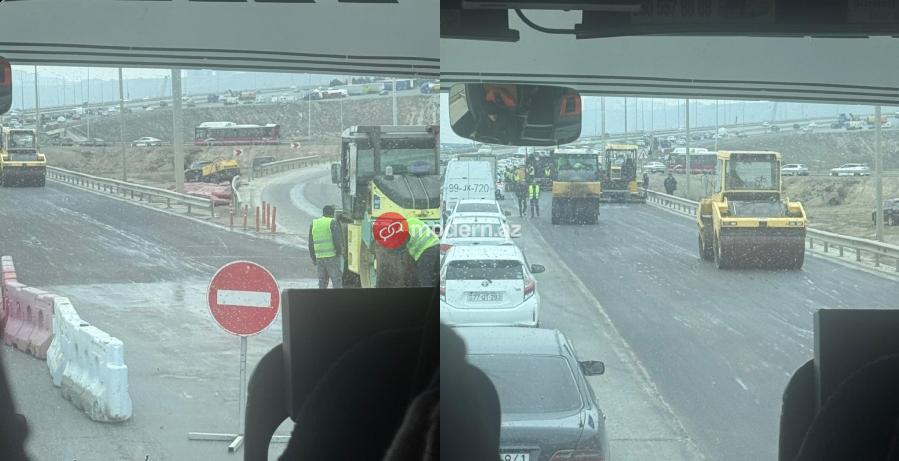 Bakının girişində&nbsp;süni tıxac yaratdılar - FOTOFAKT