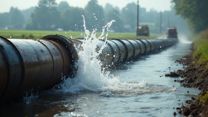 Magistral su xətti partladı, rayon mərkəzi ilə 6 kənd susuz qaldı