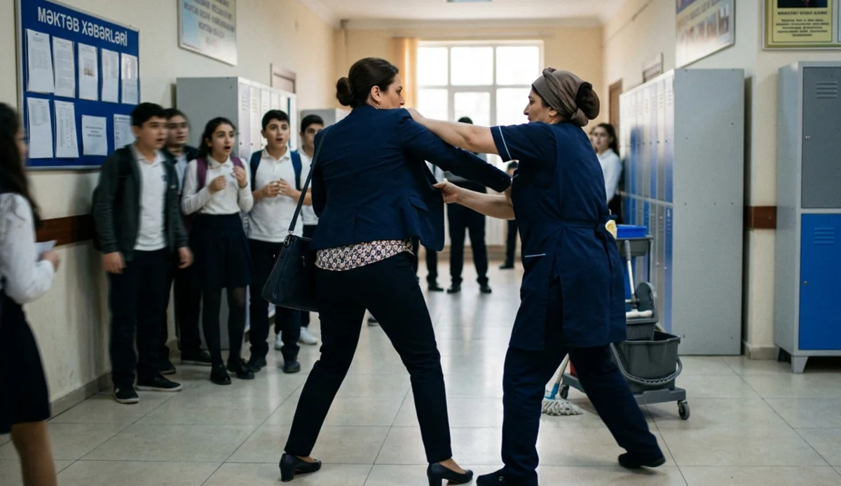 Orta məktəbdə direktor&nbsp;xadimə ilə&nbsp;dalaşdı