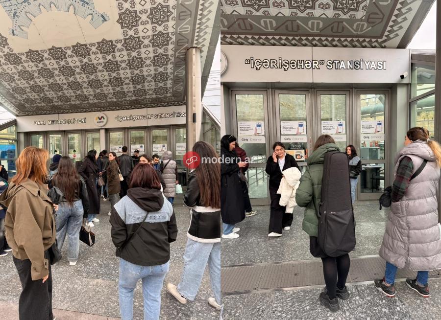 Metroda 2 saatdır hərəkət bərpa olunmur - FOTO+VİDEO