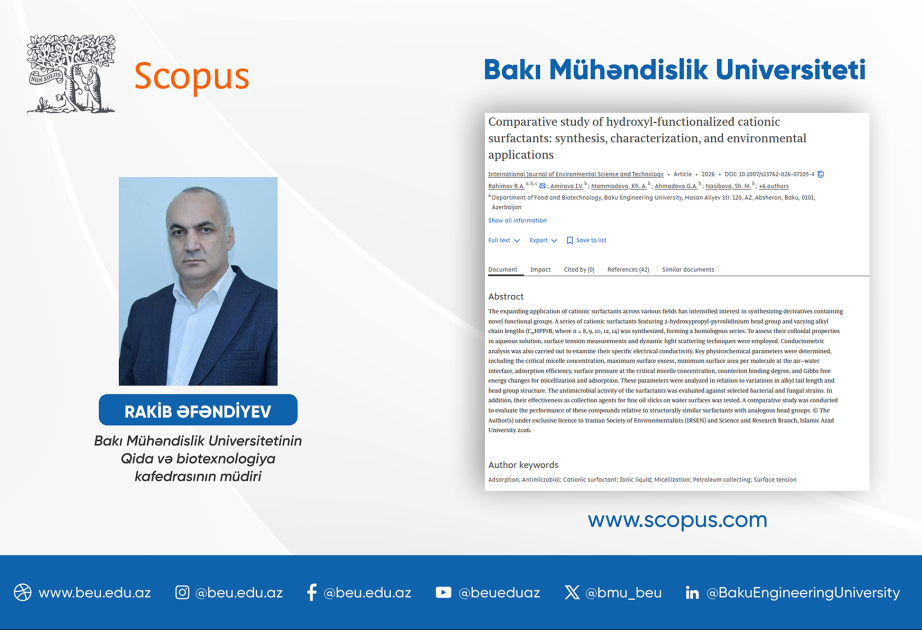 BMU-nun əməkdaşının məqaləsi beynəlxalq jurnalda dərc olundu