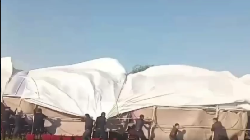 Güclü külək toy çadırını uçurtdu - VİDEO