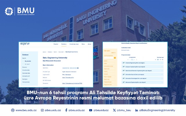 BMU-nun 6 ixtisası Avropa Reyestrinin bazasına&nbsp;daxil edilib