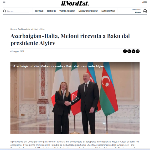 Meloninin&nbsp;İlham Əliyevlə danışıqları dünya mediasında