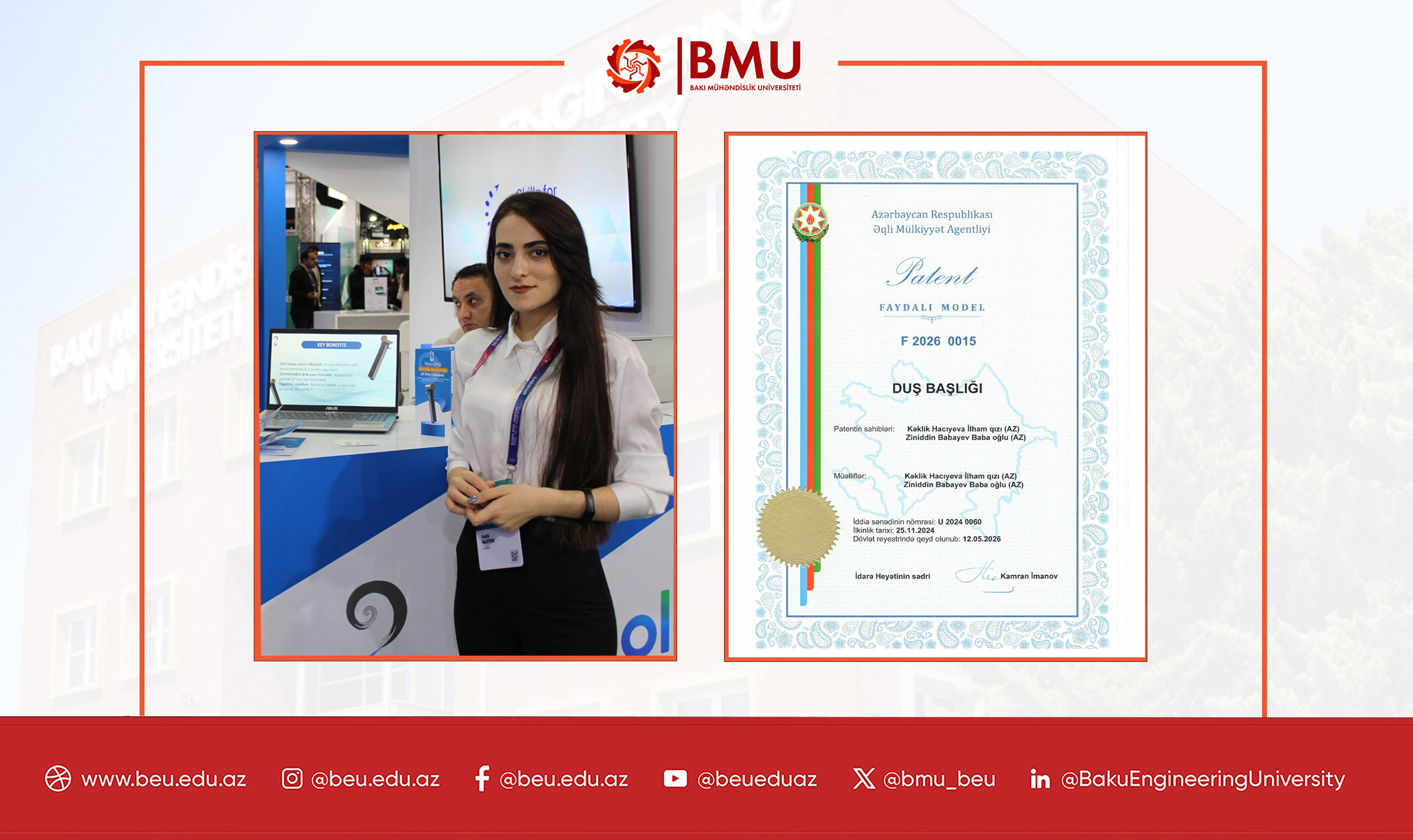 BMU məzununun &ldquo;VooShii&rdquo; startap layihəsi rəsmi patent alıb