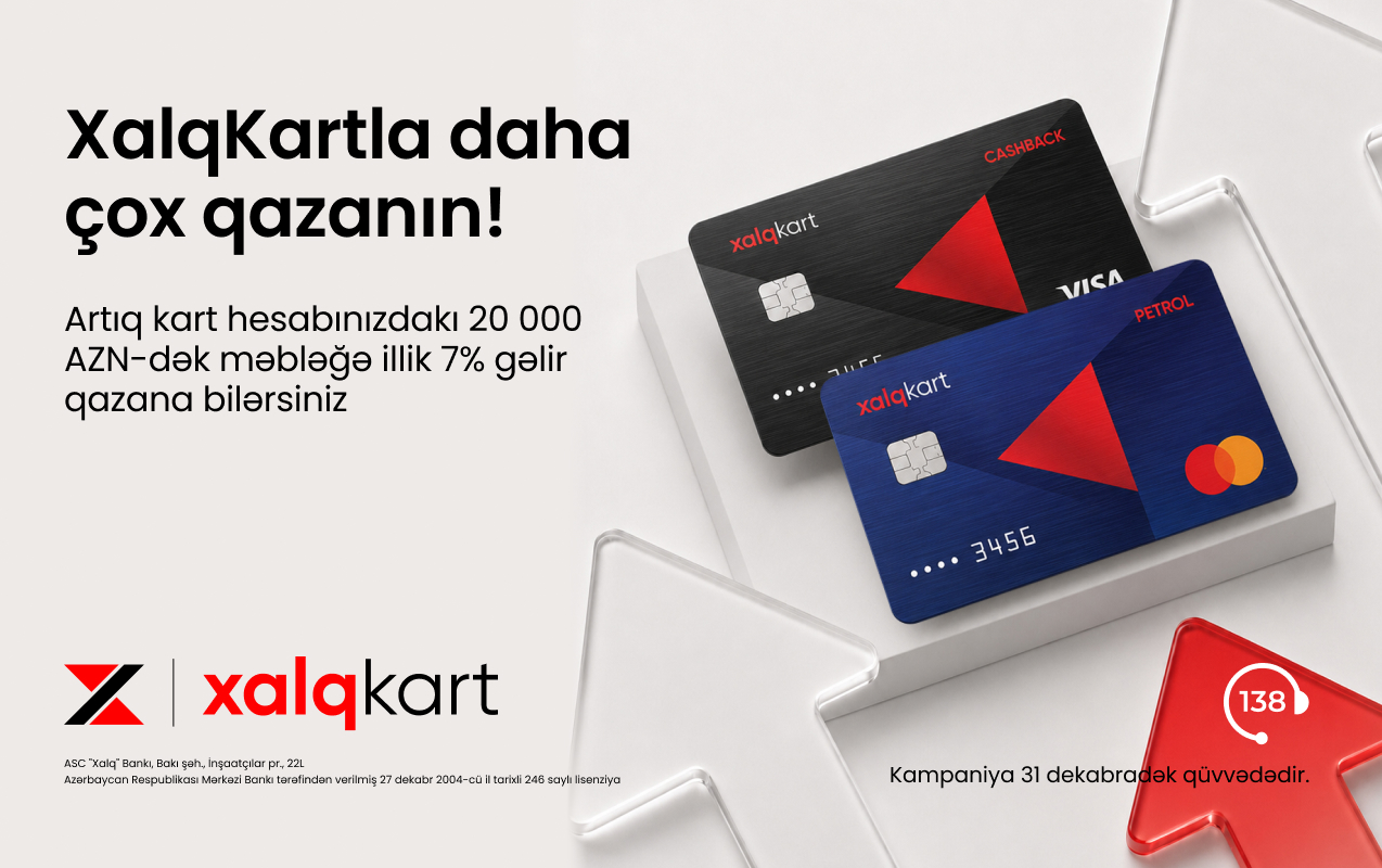 XalqKartda faiz hesablanan qalıq məbləği artırıldı