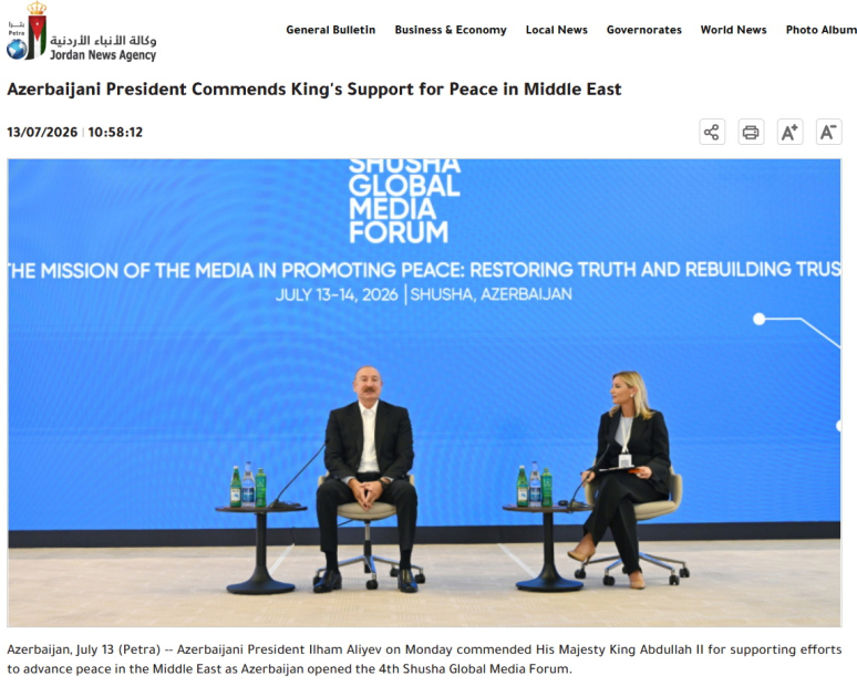 Şuşa Forumu dünya mediasında