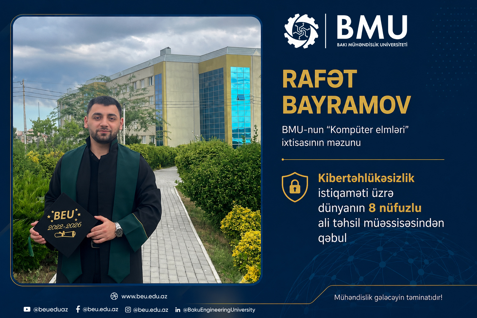 BMU məzunu dünyanın 8 nüfuzlu universitetindən qəbul aldı