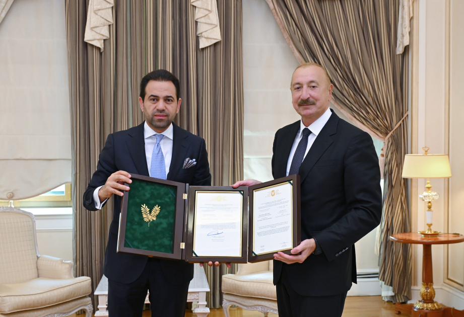 &ldquo;Zayed İnsan Qardaşlığı Mükafatı&rdquo;nın sertifikatı Prezidentə təqdim edildi