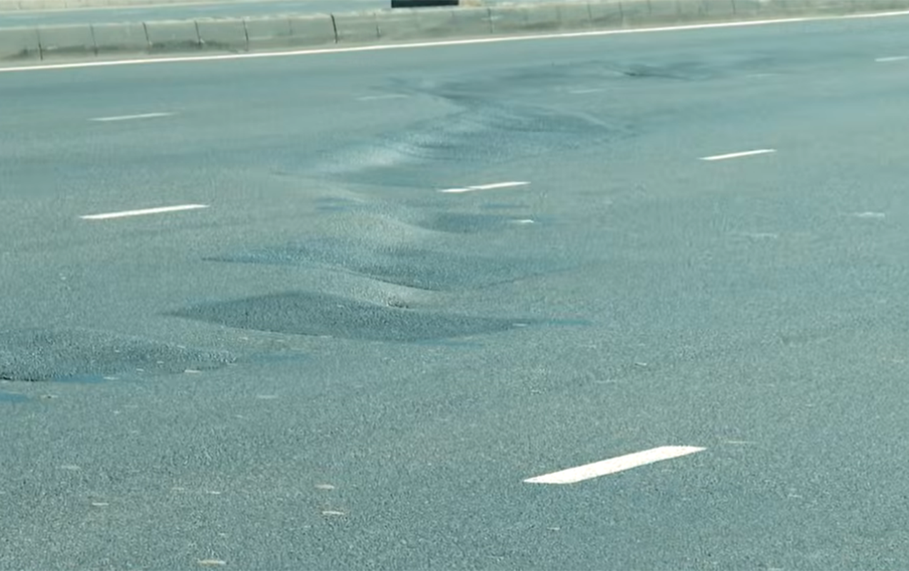 Yenicə təmir olunan yol çökdü - GÖRÜNTÜLƏR
