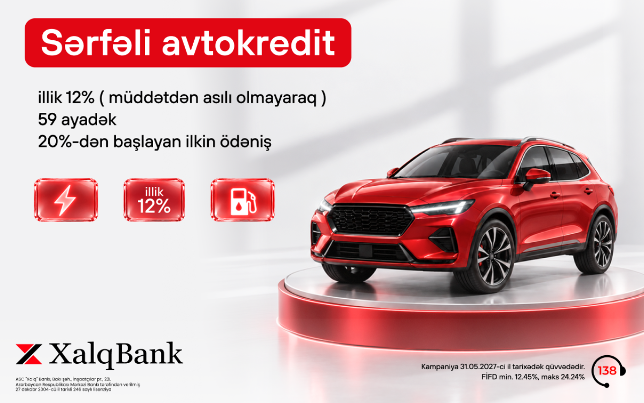 "Xalq Bank" avtokredit üzrə sərfəli şərtlər təqdim edir