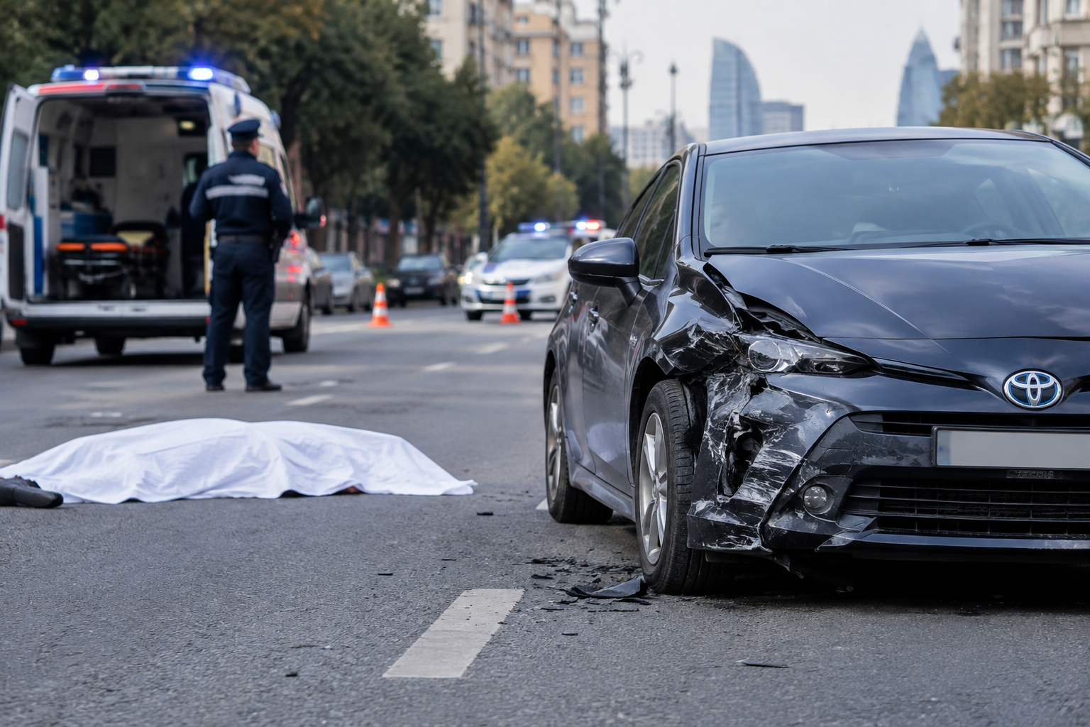 Bakıda “Prius” piyadanı vurdu, sürücü öldü