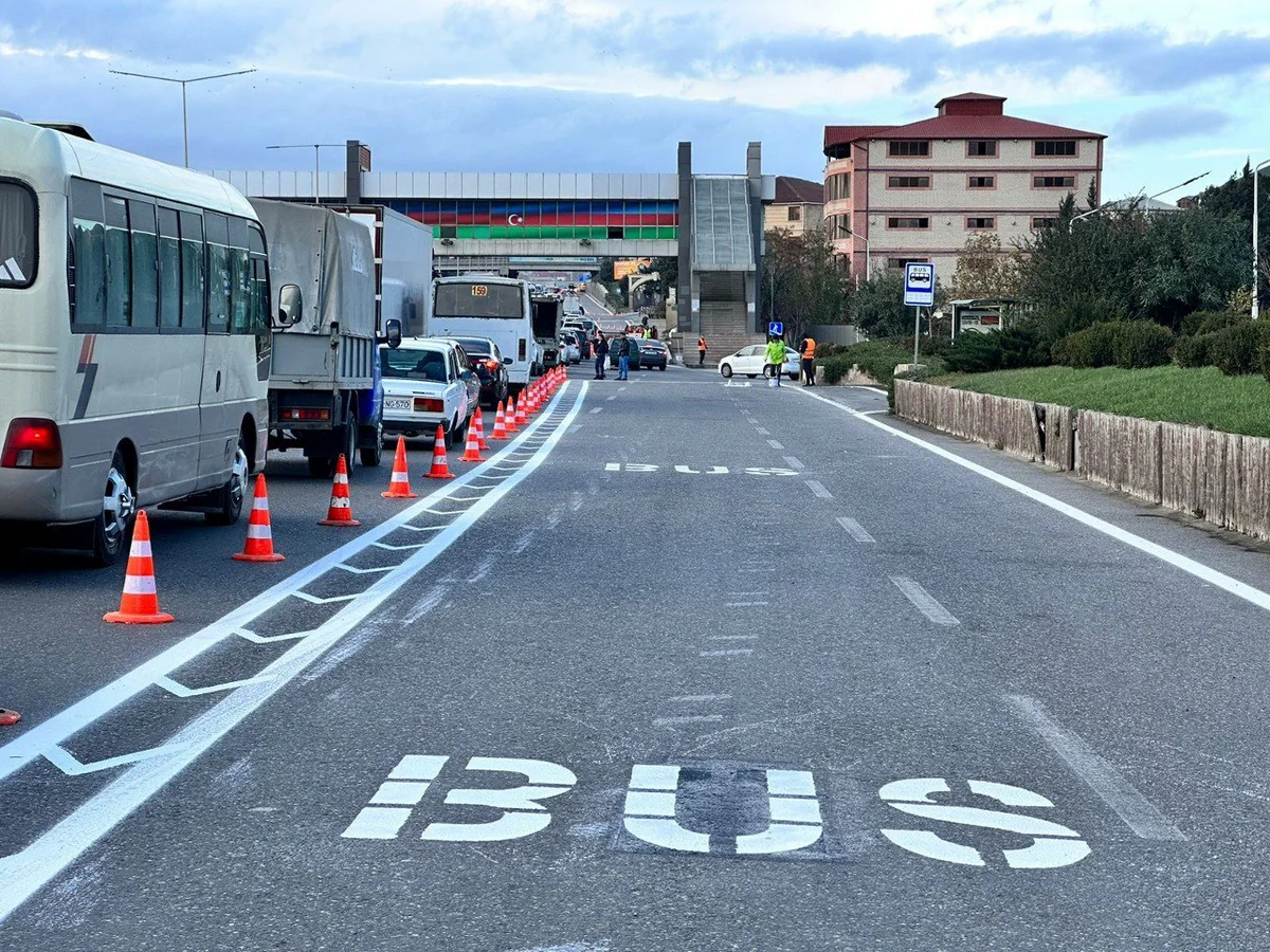 Bakı-Sumqayıt yoluna yeni avtobus zolağı çəkilir - GÖRÜNTÜ