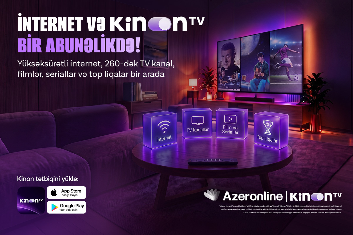 Azeronline abunəçiləri Kinon TV-dən ödənişsiz istifadə edəcək