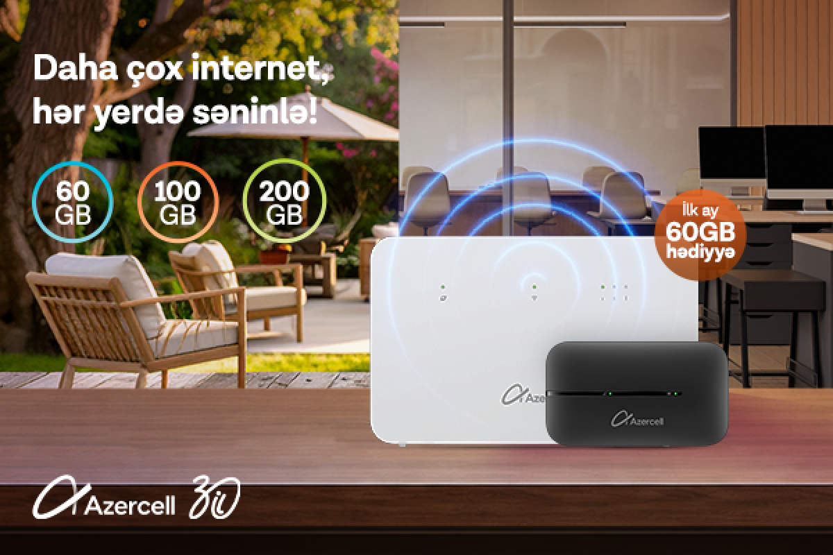Azercell-dən &ldquo;MiFi&rdquo; və &ldquo;Wi-Fi&rdquo; cihazı əldə et, internetdən daha əlverişli şərtlərlə yararlan